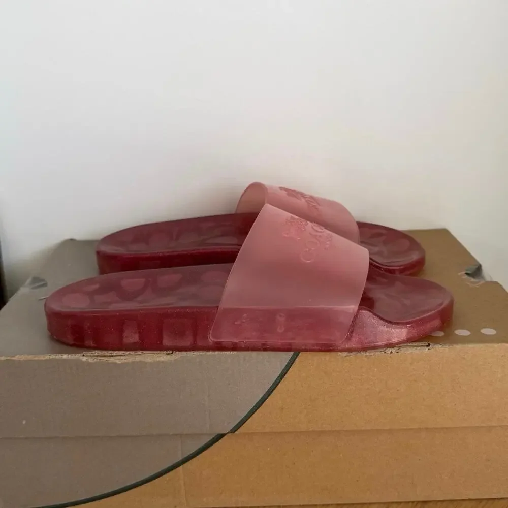 Coach Ulyssa Pink Jelly Women Pool Slides Sandals - SZ 7